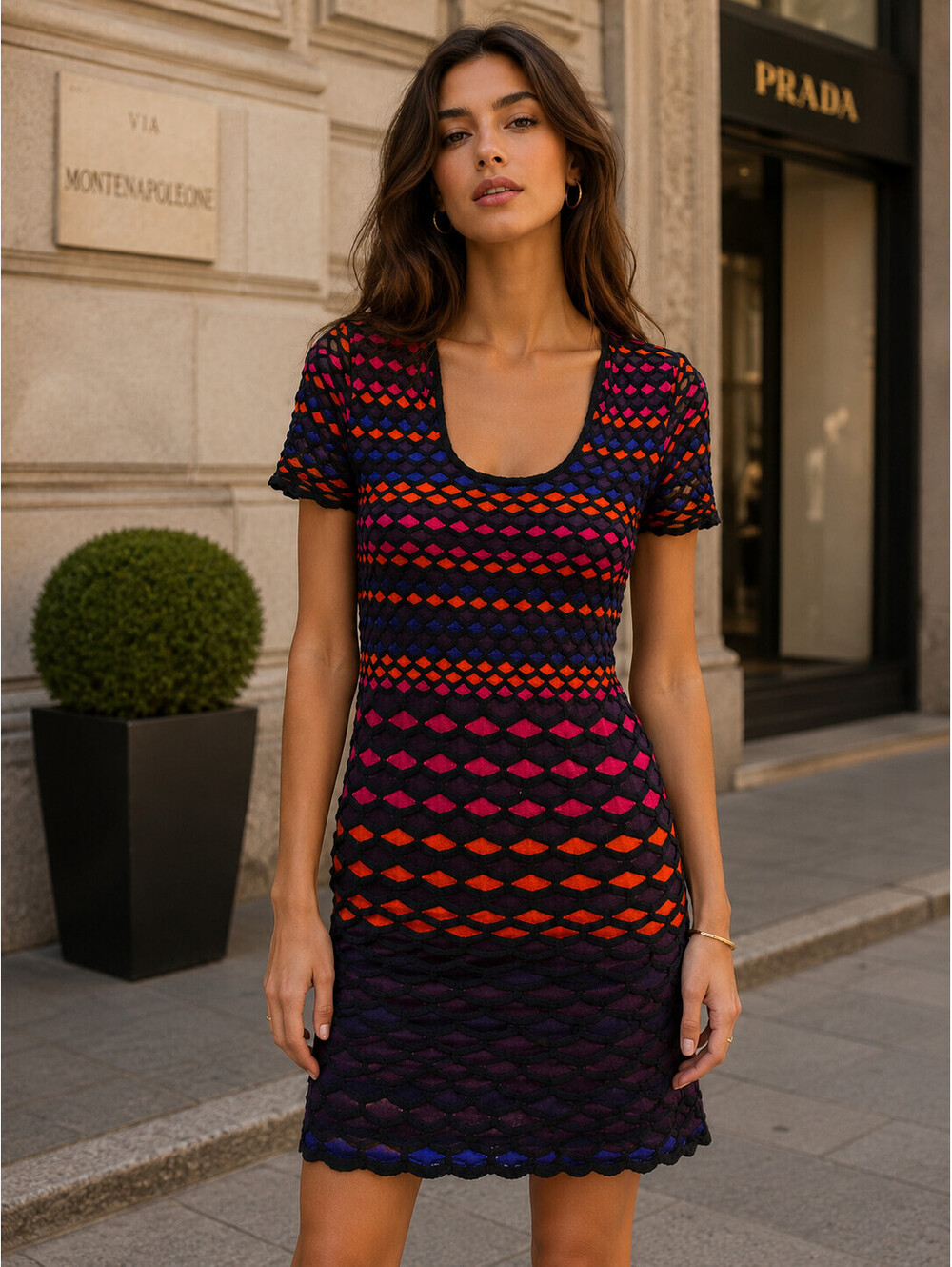 Missoni Knitted Multicolor T Shirt Style Dress Size IT 44/ US 8/ Uk 12